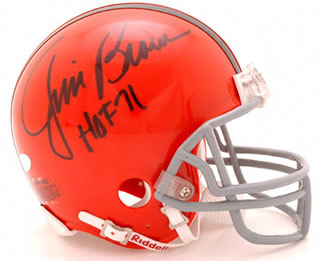 Jim Brown autographed Cleveland Browns mini helmet