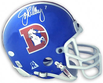 John Elway autographed Denver Broncos throwback mini helmet