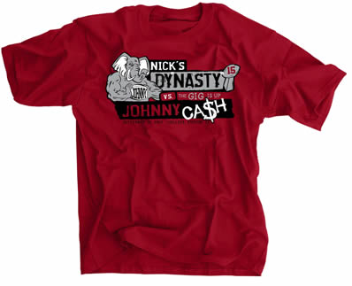 Nick's Dynasty vs Johnny Cash The Gig Is Up Rivalry t-shirt