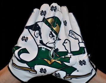 Notre Dame Fighting Irish Adidas Smoke Receiver Gloves