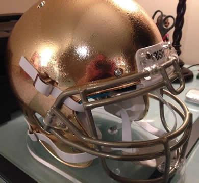 Notre Dame Fighting Irish 2013 Full Size Authentic Schutt On Field XP Helmet with Metallic Gold Facemask