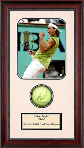Rafael Nadal Autographed Ball Framed