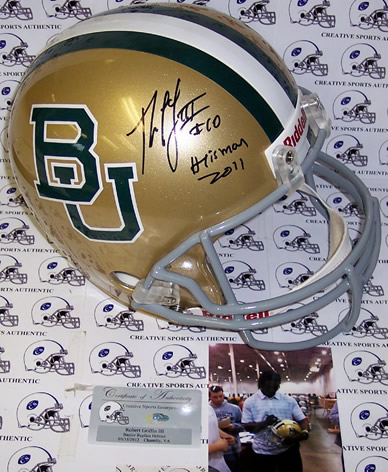 Robert Griffin III autographed Baylor Bears with Heisman inscription Full Size Authentic helmet