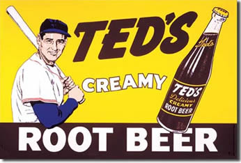 Ted Williams Root Beer Tin Sign 