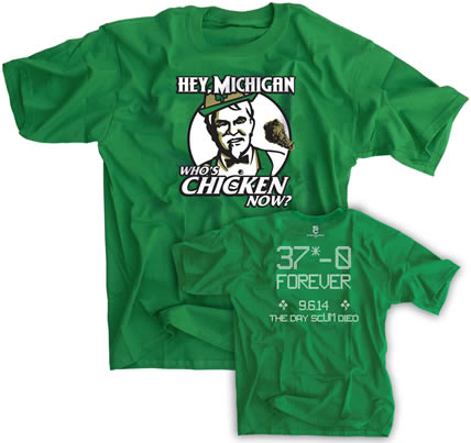 Hey Michigan Who's Chicken Now? 37-0 Irish Green Rivalry Score shirt